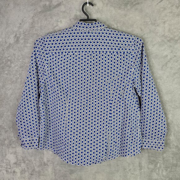 Womens Chicos Blue Hexagon Pattern Shirt No Iron Button Up Long Sleeve Size 3 - Picture 4 of 8